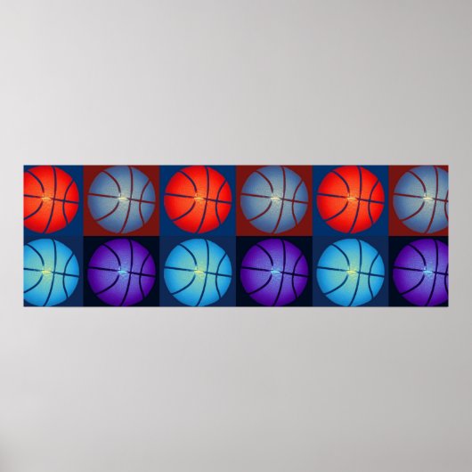 Pop Kunst Basketball Panorama Poster (Voorkant)