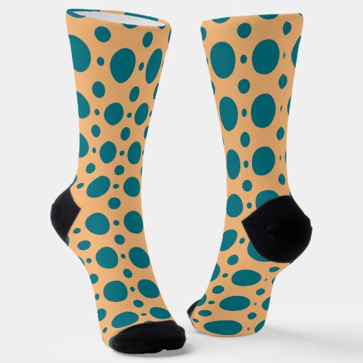 Pop Kunst Blauwgroen Polka Dots Sokken (Gebogen)