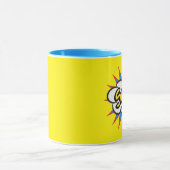 Pop kunst breekt geel en blauw mok (Midden)