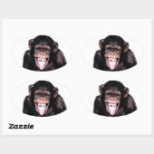 Pop Kunst Chimpansee Trekken Tongue uit Ovale Sticker (Vel)