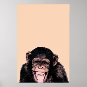 Pop Kunst Chimpansee Trekken Tongue uit Poster