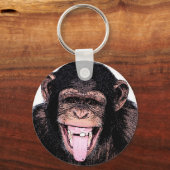 Pop Kunst Chimpansee Trekken Tongue uit Sleutelhanger (Voorkant)