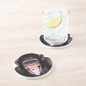 Pop Kunst Chimpansee Trekken Tongue uit Zandsteen Onderzetter (Zijkant)