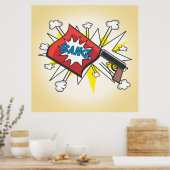 Pop kunst Comic boek geïnspireerd op Bang Pistool  Poster (Keuken)