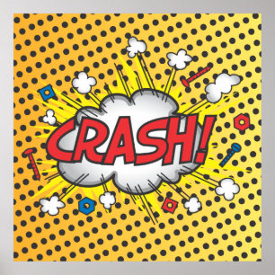 Pop kunst Comic boek inspireert Crash! poster