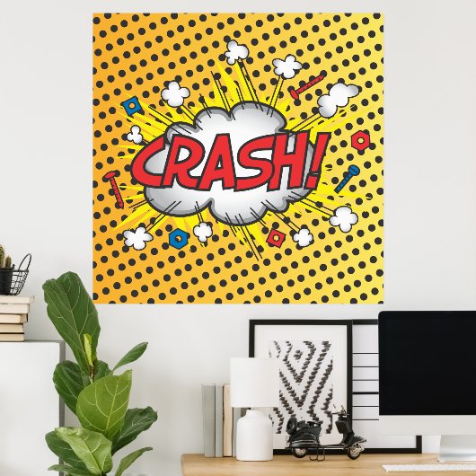 Pop kunst Comic boek inspireert Crash! poster (Thuiskantoor)