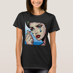 Pop kunst Comic Sad Vrouw met Tranen T-shirt