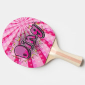 Pop kunst Comic Style Roze Ding Hero - Aangepast Tafeltennisbatje (Zijkant)