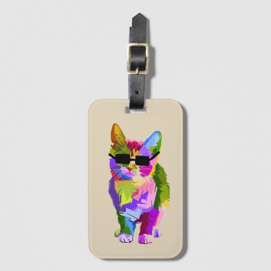 Pop Kunst coole kattenkattenkattenkunst Bagagelabel (Voorkant (verticaal))