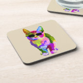 Pop Kunst coole kattenkattenkattenkunst Bier Onderzetter (Linkerzijde)