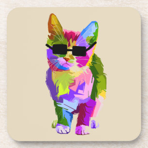 Pop Kunst coole kattenkattenkattenkunst Bier Onderzetter