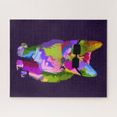 Pop kunst coole kattenliefje kleurrijk uitdagend legpuzzel (Horizontaal)