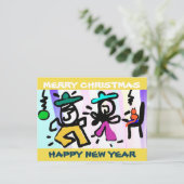 Pop kunst Danseren! Vrolijk kerstfeest! Feestdagenkaart (Staand voorkant)