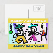Pop kunst Danseren! Vrolijk kerstfeest! Feestdagenkaart (Voorkant / Achterkant)