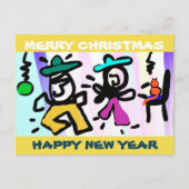 Pop kunst Danseren! Vrolijk kerstfeest! Feestdagenkaart (Voorkant)