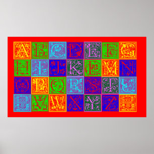 Pop Kunst  decoratief alfabet Poster