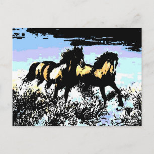 Pop Kunst die paarden runt Briefkaart