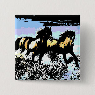 Pop Kunst die paarden runt Vierkante Button 5,1 Cm