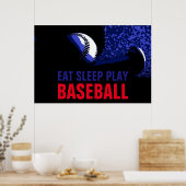 Pop Kunst Eet Slaap Speel Honkbal Poster (Keuken)