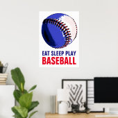 Pop Kunst Eet Slaap Speel Honkbal Poster (Thuiskantoor)