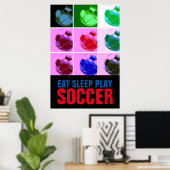 Pop Kunst Eten Slaap Spelen Voetbal - Football Poster (Thuiskantoor)