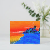 Pop Kunst Exotic Beach Palm Trees Briefkaart (Staand voorkant)