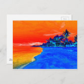 Pop Kunst Exotic Beach Palm Trees Briefkaart (Voorkant / Achterkant)