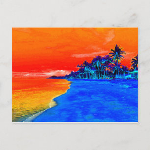 Pop Kunst Exotic Beach Palm Trees Briefkaart
