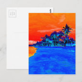 Pop Kunst Exotic Beach Palm Trees Briefkaart (Voorkant / Achterkant)