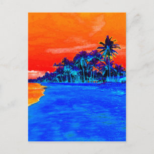 Pop Kunst Exotic Beach Palm Trees Briefkaart