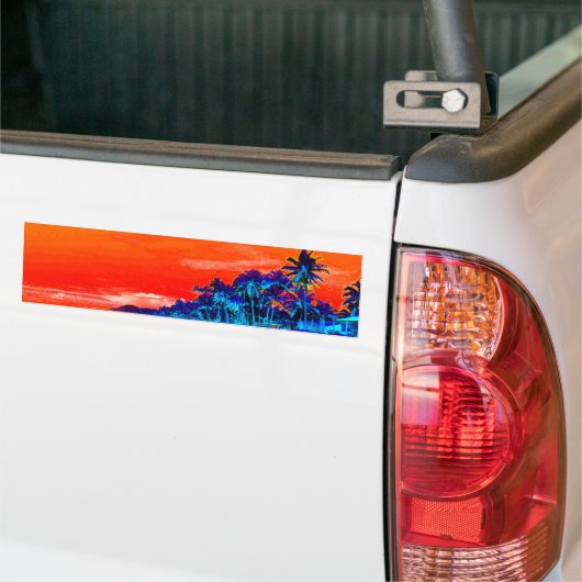 Pop Kunst Exotic Beach Palm Trees Bumpersticker (Op Truck)