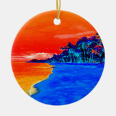 Pop Kunst Exotic Beach Palm Trees Keramisch Ornament (Voorkant)