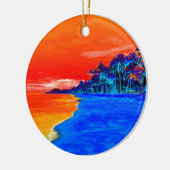 Pop Kunst Exotic Beach Palm Trees Keramisch Ornament (Links)