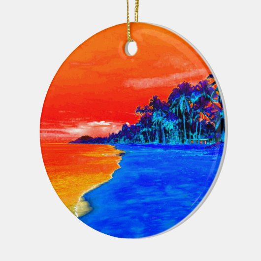 Pop Kunst Exotic Beach Palm Trees Keramisch Ornament (Links)