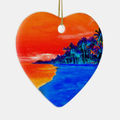 Pop Kunst Exotic Beach Palm Trees Keramisch Ornament (Rechts)