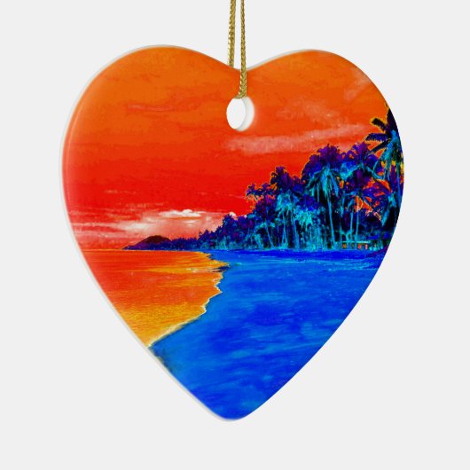 Pop Kunst Exotic Beach Palm Trees Keramisch Ornament (Rechts)