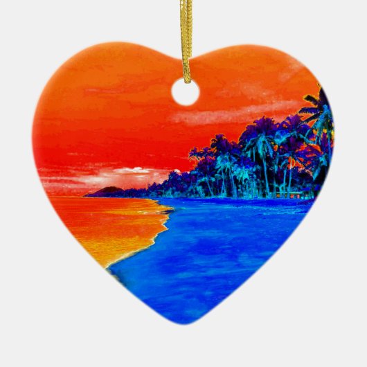 Pop Kunst Exotic Beach Palm Trees Keramisch Ornament (Voorkant)