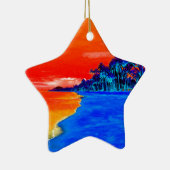 Pop Kunst Exotic Beach Palm Trees Keramisch Ornament (Rechts)