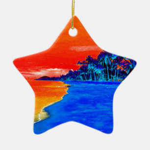 Pop Kunst Exotic Beach Palm Trees Keramisch Ornament