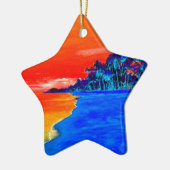 Pop Kunst Exotic Beach Palm Trees Keramisch Ornament (Links)