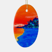 Pop Kunst Exotic Beach Palm Trees Keramisch Ornament (Rechts)