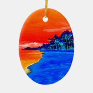 Pop Kunst Exotic Beach Palm Trees Keramisch Ornament