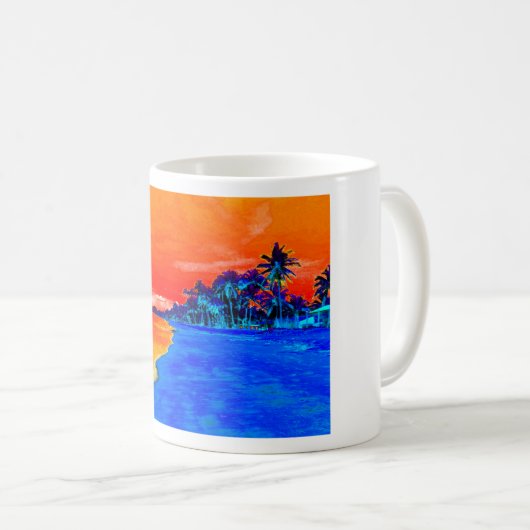 Pop Kunst Exotic Beach Palm Trees Koffiemok (Voorkant rechts)