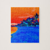 Pop Kunst Exotic Beach Palm Trees Legpuzzel (Verticaal)