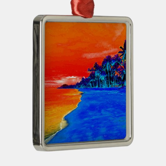 Pop Kunst Exotic Beach Palm Trees Metalen Ornament (Rechts)
