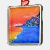 Pop Kunst Exotic Beach Palm Trees Metalen Ornament (Links)