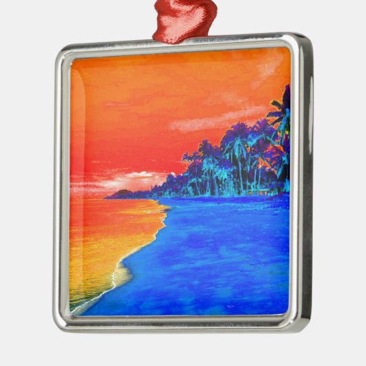 Pop Kunst Exotic Beach Palm Trees Metalen Ornament (Links)