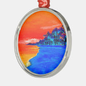 Pop Kunst Exotic Beach Palm Trees Metalen Ornament (Links)