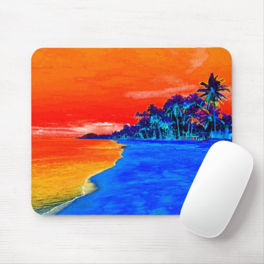 Pop Kunst Exotic Beach Palm Trees Muismat (Met muis)