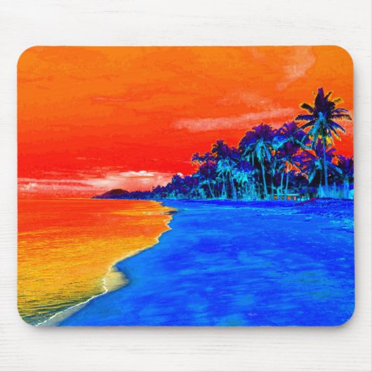 Pop Kunst Exotic Beach Palm Trees Muismat (Voorkant)